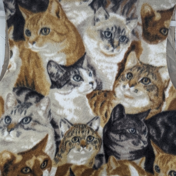 Vintage Cream and Brown Cat Print Vest - Picture 3 of 4
